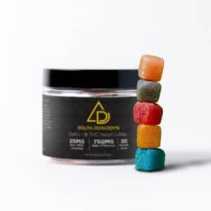 Jar of Delta Remedys' THC neon cubes